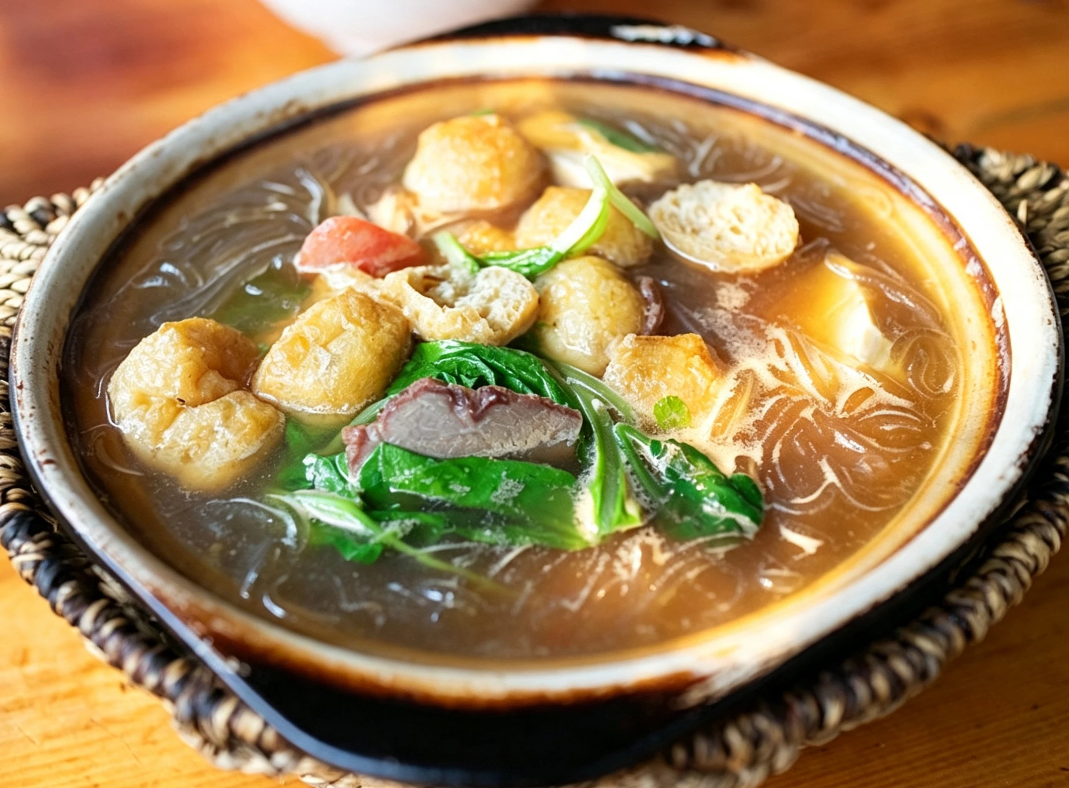 Doupao fanshu — a local Huangshan snack of tofu puffs and vermicelli in broth