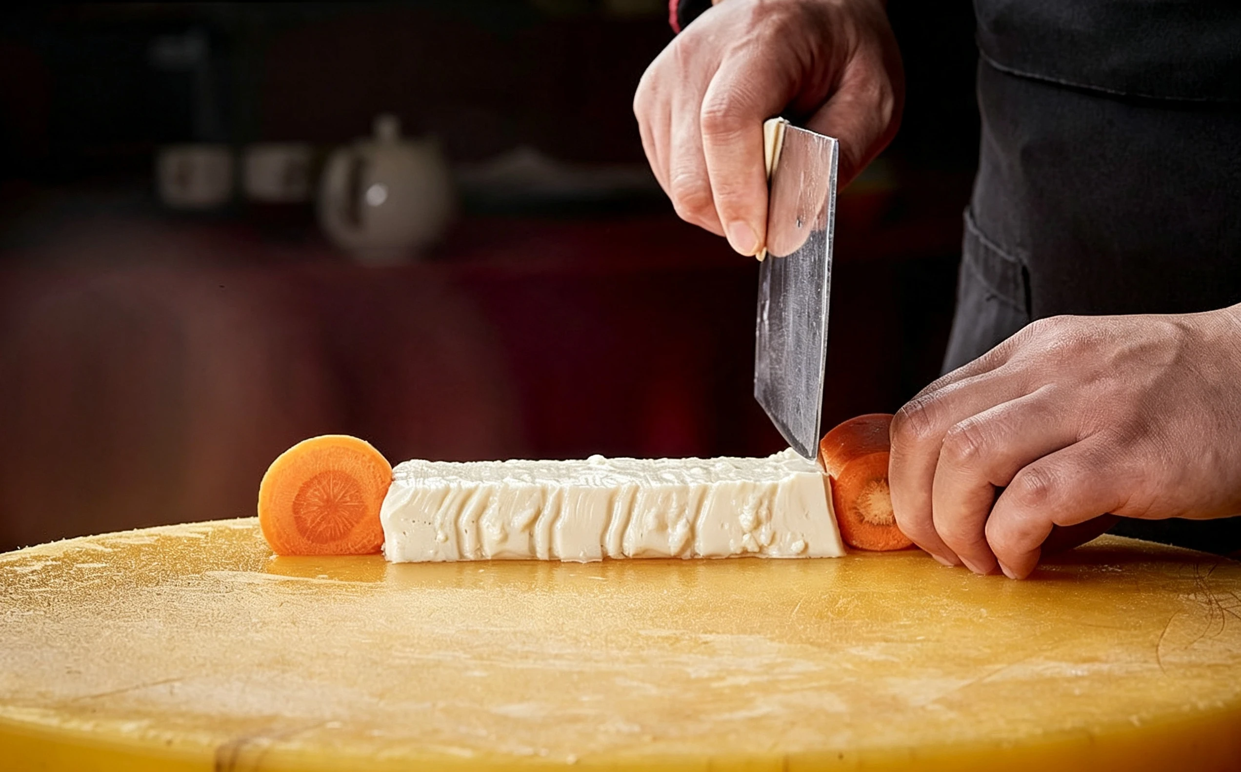 Chrysanthemum tofu — the knife work that turns a block of tofu into a flower