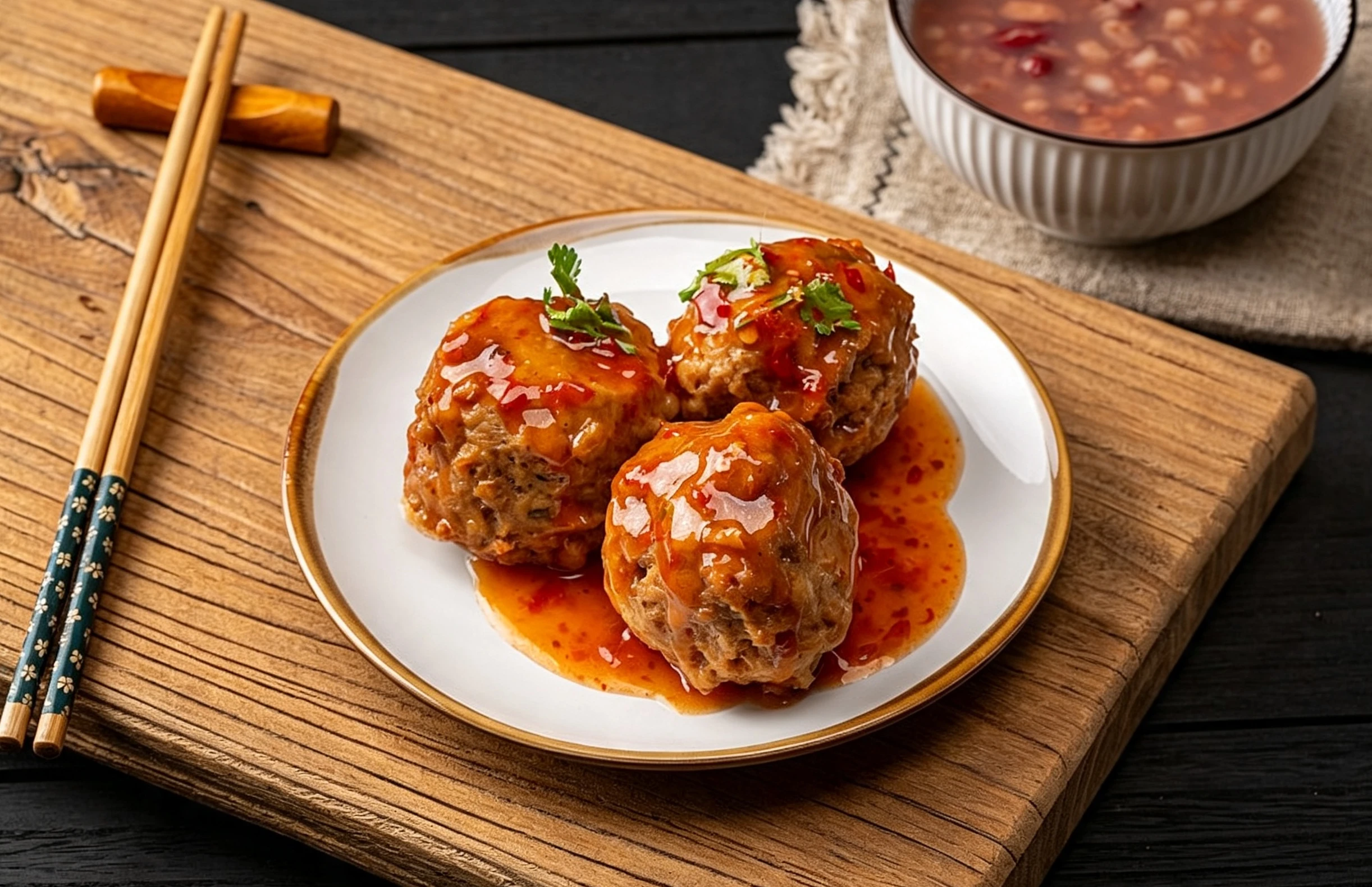 Lion's head meatball in braising liquid — tender enough to collapse under a chopstick