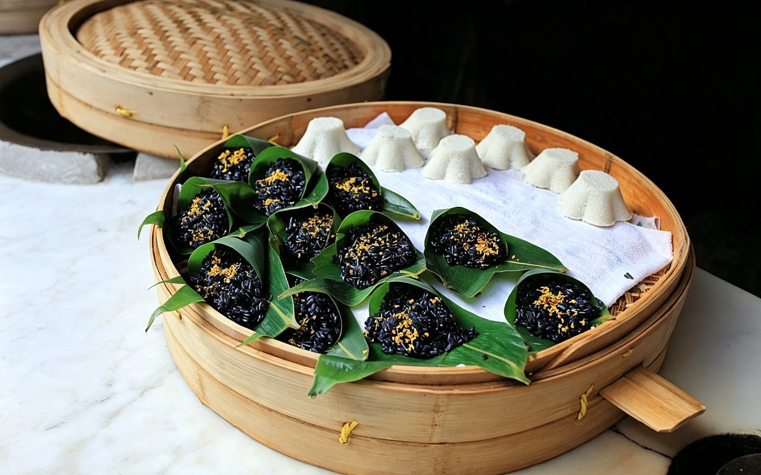 Black glutinous rice cake from Wuzhen — a Zhejiang water-town snack
